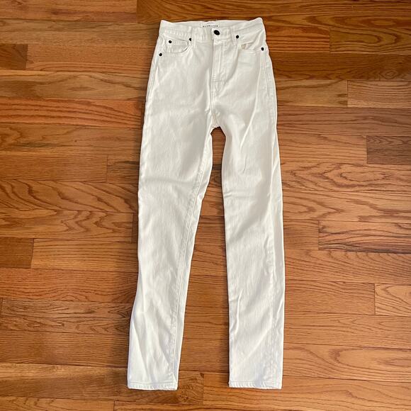 SLVRLAKE Beatnik Slim Straight Denim Jeans Womens 24 Winter White High Rise Chic - Picture 1 of 9